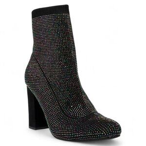 Wild Pair Baybe Womens Rhinestone Block Heel Ankle Boots